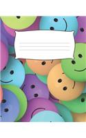 SMILEY FACE Composition Notebook: 7.5 X 9.25 Primary Ruled 110 pages book for girls, kids, school, students and teachers