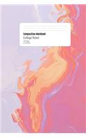 Composition Notebook: College Ruled Lined Abstract Acrylic Pour Painting Notebook - Pink Beach - 120 Pages 6x8