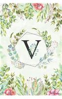 V - Monogrammed Floral Journal