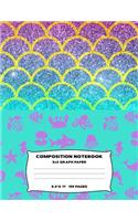 Composition Notebook: Mermaid Scales Grid Graph Paper Quad Lined Large Size Journal Book Sea Creatures Turquoise Themed Design Soft Cover