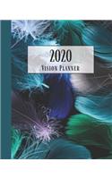 2020 Vision Planner: Blue & Purple Feathers Themed Vision Board & Goal Setting Organizer A Track Your Dreams Weekly Monthly Calendar