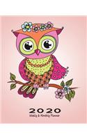 2020 Weekly & Monthly Planner: Weekly Diary & Organizer Notebook with Journal Pages and Year Calendar - Owl Red