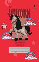 My Unicorn Primary Composition 4-7 Notebook, 102 Sheets, 6 x 9 Inch Red Cover