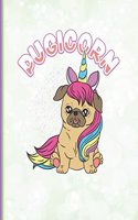 Cute Pugicorn Notebook: College Ruled Lined Paper, 130 Lined Pages 8.5 X 11, Writing Journal, Cut Pug Meet Unicorn, School Teachers, Students