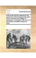 A List of the Widows Relieved by the Governors of the Charity for the Relief of Poor Widows and Children of Clergymen, in the Year 1792. If Any of the Widows Hereafter-Named Be Dead