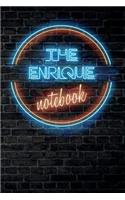 The ENRIQUE Notebook: Vintage Blank Ruled Personalized & Custom Neon Sign Name Dotted Notebook Journal for Boys & Men. Wall Background. Funny Desk Accessories. Retro Back