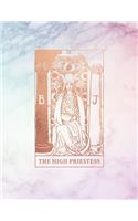 The High Priestess: Bullet Journal - 8.5 x 11 A4 Notebook - Pastel Hue - Rainbow Marble and Gold Design - Dot Grid Notebook