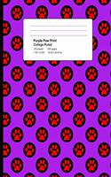 Purple Paw Print: College Ruled 200 Pages Composition Notebook, Cute Paw Print Pattern, School Notebook, Journal, Animal Lover