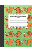 Composition Notebook Foxes: Zoo / Wild / Farm Animals Book Cover Green Color 7.44"x9.69" 110 Pages Extra Wide Ruled Paper School Supplies(5 Animals Composition Book)