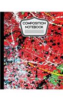 Composition Notebook: Red Abstract Paint Splatter Art 7.5" X 9.25 - 110 Wide Ruled Pages
