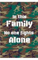 In this family No one Fights Alone: Journal for family members and friends of those deployed to journal their emotions and feelings.