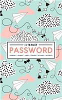 Internet Password Logbook - Journal - Libreta - Cahier - Taccuino - Notizbuch: 100 Page Password Book to Track & Organize Your Computer Logins, Internet Addresses & Usernames: Cute Mint & Coral Paper Airplane Pattern 207-0