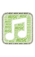 Music: Notebook, Journal - Lined Paper - 120 Pages DIN A5 (6 x 9") - Notes, Drawings, Planer, Diary, Organization - Word Cloud Present