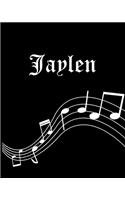 Jaylen: Sheet Music Note Manuscript Notebook Paper - Personalized Custom First Name Cover - Musician Composer Instrument Composition Book - 12 Staves a Page