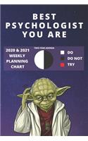 2020 & 2021 Two-Year Weekly Planner For Best Psychologist Gift - Funny Yoda Quote Appointment Book - Two Year Agenda Notebook
