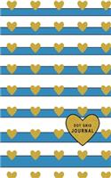 Dot Grid Journal: Small Size 5 x 8 Dot Grid 110 Pages Daily Tracker Personal Notebook Big Heart White Stripes With Dusty Blue Color