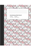 Cats Notebook Wide Ruled 2: Lined Composition Book(2 Elementary Writing Stationery Cats)