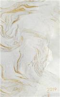 2019: Pocket Planner 2019 Weekly and Daily Calendar Organizer Academic Agenda (January to December) Luxury Gold White Marble
