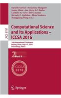 Computational Science and Its Applications – ICCSA 2016: 16th International Conference, Beijing, China, July 4-7, 2016, Proceedings, Part II