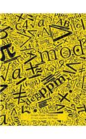 Graph Paper Notebook 1/2 inch squares 120 pages: Notebook with Math symbols in leaky black pen on yellow cover, 8.5 x 11 graph paper notebook with half inch squares, perfect bound, ideal for graphs