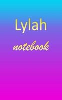 Lylah: Blank Notebook - Wide Ruled Lined Paper Notepad - Writing Pad Practice Journal - Custom Personalized First Name Initial L Blue Purple Gold - Taking 