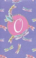 O: Dragonfly Journal, personalized monogram initial O blank lined notebook - Decorated interior pages with dragonflies