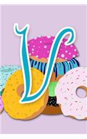 V: Purple Donut Initial Journal for Women, Girls and Teens - ADORABLY UPGRADED INTERIOR INCLUDES DECORATIVE LINED PAGES