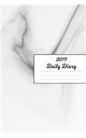 2019 Daily Diary: Glossy White Marble Design Cover January 19