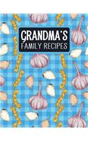 Grandma's Family Recipes: Blank Recipe Book to Fill in with Space for Photos - Fusilli Blue Checkers Onions