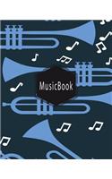 Musicbook: Blank Music Sheet / Music Manuscript Paper / Staff Paper / Musicians Notebook/ 12 Staves Per Page / 150 Pages / 8 X 10