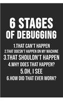 6 Stages Of Debugging 1. That Can't Happen: 6 x 9 Blank Notebook for Programmer & Coder