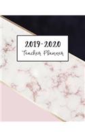 2019-2020 Teacher Planner: Daily, Weekly and Monthly Lesson Planner, Calendar Agenda and Organizer Journal - Academic Year August - June - Navy Rose Marble