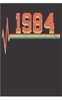 Notebook: 1984 Birthday Year Gift Heartbeat Retro Vintage Dot Grid 6x9 120 Pages