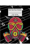 Blank Sheet Music Notebook: 100 Pages 12 Staff Music Manuscript Paper Colorful Gas Mask Cover 8 X 10 Inches / 20.3 X 25.4 CM