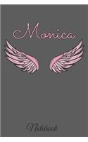 Monica Notebook: A beautiful personalized angel wings soft cover notebook with 100 lined pages in 6x9 inch format. Personal Diary Personalized Journal Customized Jou
