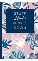 Stuff Heidi Writes Down: Personalized Journal / Notebook (6 x 9 inch) STUNNING Navy Blue and Mauve Blush Pink Pattern