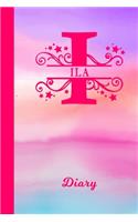 Ila Diary: Personalized First Name Personal Writing Journal - Cute Pink Purple Watercolor Cover - Daily Diaries for Journalists & Writers - Note Taking - Write