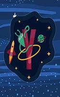 Y: Monogram Initial Y Notebook for boys- 8.5" x 11" - 100 pages, wide rule - Space, Galaxy, Astronaut, Aliens