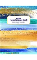 Undated Salon Appointment Book: Appointment Planner, Daily Hourly Planner Undated Daily Planner Monday - Sunday 7 AM to 10 PM + Notes Section, Schedule Planner & Log, Blue and Gold