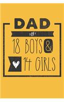 DAD of 18 BOYS & 14 GIRLS: Personalized Notebook for Dad - 6 x 9 in - 110 blank lined pages [Perfect Father's Day Gift]