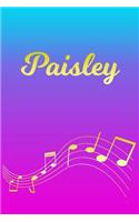 Paisley: Sheet Music Note Manuscript Notebook Paper - Pink Blue Gold Personalized Letter P Initial Custom First Name Cover - Musician Composer Instrument Com