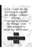 365 Recovery Planner 2019: A Daily Organisation Planner Celebrating Daily Affirmations, Gratitude and Reflections - Marble 'serenity Prayer'