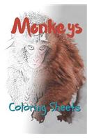 Monkey Coloring Sheets: 30 Monkey Drawings, Coloring Sheets Adults Relaxation, Coloring Book for Kids, for Girls, Volume 10