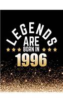 Legends Are Born in 1996: Birthday Notebook/Journal for Writing 100 Lined Pages, Year 1996 Birthday Gift, Keepsake Book (Gold & Black)