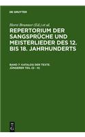 Katalog Der Texte. Jüngerer Teil (D - H)