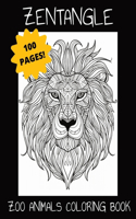 Zentangle Coloring Book: Zoo Animals Mandala Colouring Pages For Adults & Kids of All Ages