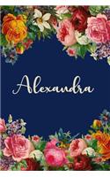 Alexandra: Personalized Name Floral Design Matte Soft Cover Notebook Journal to Write In. 120 Blank Lined Pages