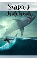 Surfer's Notebook: Surfer Notebook Journal Blank Lined Pages for Surfing Fans Fantasy Surf Theme Shark Boarding Composition Notepad to Record Surf Conditions Best Plac