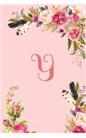 Monogram Initial Letter Y Notebook for Women and Girls