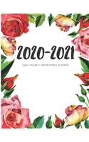 Daily Planner 2020-2021 Watercolor Roses 15 Months Gratitude Hourly Appointment Calendar